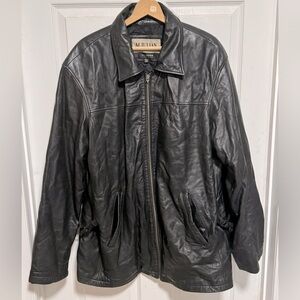Wilsons Leather M Julian Black Motorcycle Jacket Zipper 2XLT big and tall